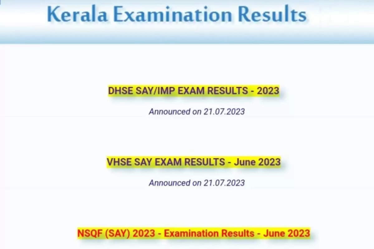 Kerala +2 SAY result is now available on keralaresults.nic.in for DHSE, VHSE, and NSQF courses.