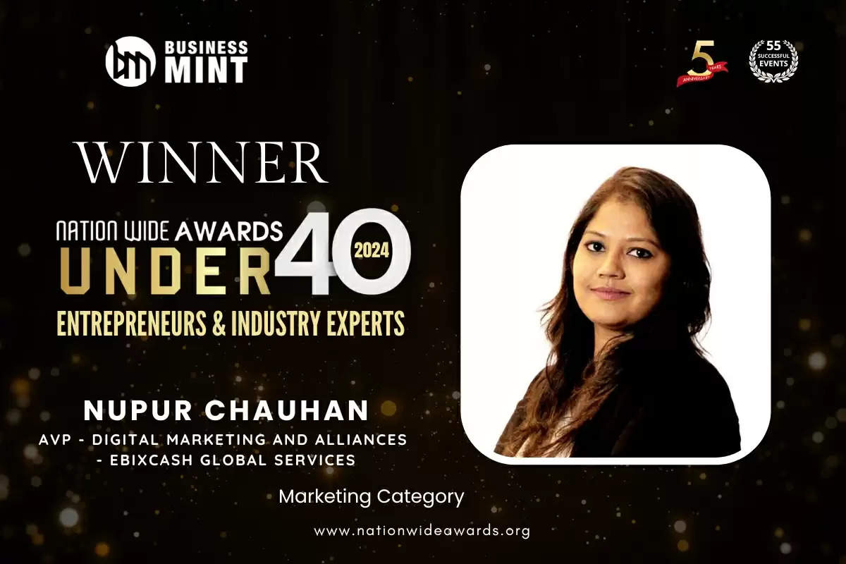 Nupur Chauhan, AVP - Digital Marketing and Alliances - EbixCash Global Services as Nationwide Awards Under 40 Entrepreneurs & Industry Experts - 2024 in Marketing Category