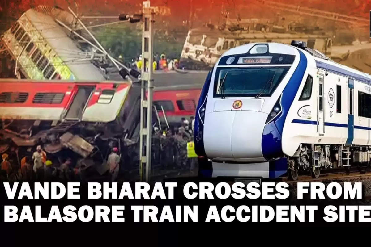 Watch as the first Vande Bharat High-Speed Train passes the site of the Odisha Rail Disaster